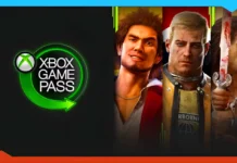 Xbox Game Pass logo on the left; on the right, three video game characters from different games are shown side by side against a colorful background.